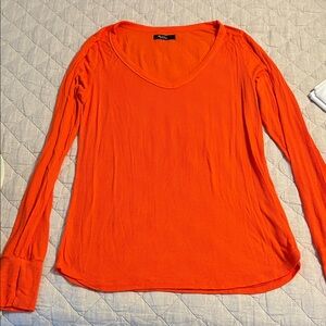 Michael Lauren Bright Orange V-Neck Blouse